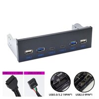 Bảng Điều Khiển Phía Trước usb 3.0 Cho desktop 5.25 "cd-rom drive bay usb3.0 / 3.2 19pin usb2.0 9pin Sang 2x usb type c + 2x usb3.0 + 2x usb2.0 hub