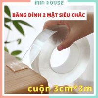 Băng dính 2 mặt siêu dính Nano trong suốt 3cm*3m băng keo hai mặt dính mọi bề mặt tiện lợi