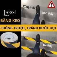 Băng Dính Chống Trơn Trượt Rộng 5cm Dài 10 Mét Sàn Nhà Cầu Thang Bậc Thềm Tránh Bước Hụt An Toàn Legaxi - Vàng Đen - 5 mét