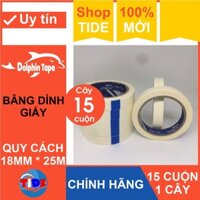 Băng dính giấy (1 cây 15 cuộn KT: 18mm*25Y) – Cố định tranh vẽ, chặn màu nước, kẻ chỉ sơn tường và ghi nhãn nhớ