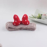 Băng đô bờm cài tóc nơ đỏ chấmbi chằn bông 3d cựng xỉu Nunam shop cài tóc nữ,cute,dễ thương - Nâu