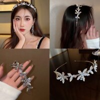 Băng đô cài tóc đính hoa kim cương giả nhiều màu sắc