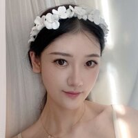 Băng Đô Cài Tóc Đính Hoa Trắng Đơn Giản Thời Trang Hàn Quốc Cao Cấp Cho Cô Dâu