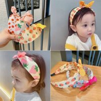 Băng đô cài tóc đính nơ hoạ tiết trái cây cho bé
