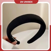 Băng đô cài tóc phong cách Vintage Hàn Quốc bọc vải dệt kim cao cấp 2N Unisex - Đen