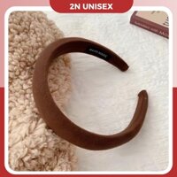 Băng đô cài tóc phong cách Vintage Hàn Quốc bọc vải dệt kim cao cấp 2N Unisex - Nâu