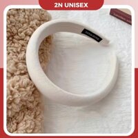 Băng đô cài tóc phong cách Vintage Hàn Quốc bọc vải dệt kim cao cấp 2N Unisex - Trắng
