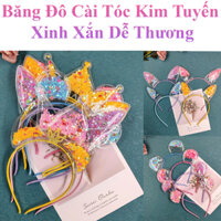 Băng Đô Cài Tóc Tai Thỏ Kim Tuyến Xinh Xắn Dễ Thương