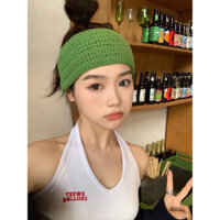 Băng đô đan retro màu sắc đồng nhất, băng đô rộng mỏng mùa hè, băng đô thể thao, phụ kiện tóc phong cách Hàn Quốc