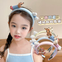 Băng đô dễ thương cho trẻ em hình chó dachshund, băng đô chống trượt cho bé gái