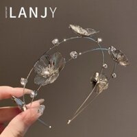 Băng đô hoa đá quý hai lớp tối giản phong cách Hàn Quốc kẹp tóc đa năng ngoài trời mùa hè mới băng đô tóc tinh tế phụ kiện tóc hàng giao ngay