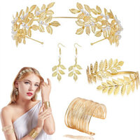 Băng đô lá cô dâu châu Âu và Mỹ, băng đô lá vàng Baroque, bộ phụ kiện đám cưới hoàn chỉnh