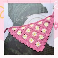 Băng đô len handmade họa tiết hoa khăn bandana tam giác phụ kiện tóc xinh xắn dùng đi biển, đi chơi
