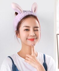 Băng đô rửa mặt - băng đô selfie tai thỏ phong cách ngọt ngào, dễ thương - Màu tím nhạt