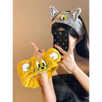 Băng đô rửa mặt dễ thương Tom và Jerry, băng đô trang điểm, băng đô thể thao co giãn thoáng khí, phụ kiện tóc