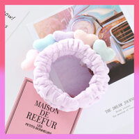 Băng đô Rửa mặt Trang điểm Phụ Kiện tóc Hình Trái Tim Xinh Xắn Dày dặn Mềm mịn Co giãn tốt - Tím