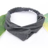 Băng đô turban cài tóc nữ màu vải thun TB03 - Ghi đậm