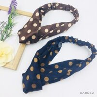 Băng đô vải chấm bi nàu nâu,xanh