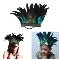 Băng đô Whi Girl Bohemia có lông chim công Halloween Party Carnivals Headband