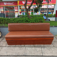 Băng ghế sofa da màu nâu khung gỗ thanh lý