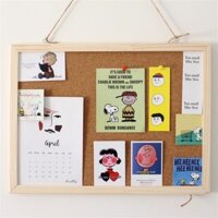 Bảng ghim lie khung gỗ tự nhiên, gỗ bần ghim tài liệu/ giấy tờ/ hình ảnh cao cấp