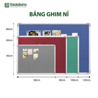 Bảng Ghim Nỉ Vải Nỉ Treo Tường - Bảng Tân Hà - KT 80x120cm - Bề Mặt Vải Nỉ Nhiều Màu - Tặng Phụ Kiện - Xám