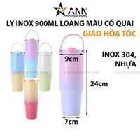 Bảng giá sỉ bình Giữ Nhiệt Ly Giữ Nhiệt Inox 900ml Loang Màu Có Quai 24x9x7cm