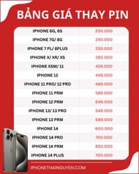Bảng giá thay pin iPhone chính hãng | UY TÍN TẠI THÁI NGUYÊN