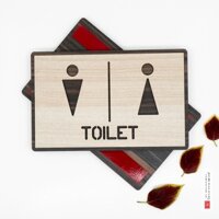 [Bảng gỗ Decor Nội Thất] Bảng gỗ toilet chỉ dẫn khu vực nhà vệ sinh dán tường SAN-TL12