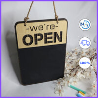 Bảng Gỗ Decor "OPEN CLOSE" hình chữ nhật Bảng Decal viết phấn 2 mặt phù hợp cho Cửa Hàng, Nhà Hàng, Khách Sạn