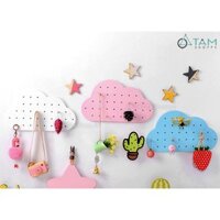 Bảng gỗ đục lỗ treo tường kèm 10 chốt hình đám mây W-BGĐL-02 tttm