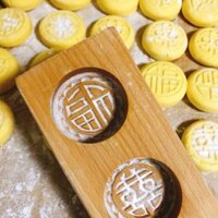 Bằng Gỗ Handmade Hấp Bánh Mì Khuôn Mì Kẹp Hoa Khuôn Bánh Ngọt Dụng Cụ Bánh Trung Thu Pasta Bánh Cơm Khuôn Tay Cầm Porous 3.4