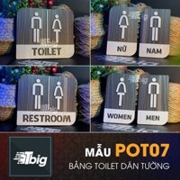 Bảng gỗ nhà vệ sinh sét 4 mẫu toilet - restroom - women men - nam nữ loại dán tường bằng keo 2 mặt