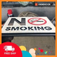 Bảng gỗ no smoking (biển báo cấm hút thuốc) bằng gỗ có sẵn keo hai mặt dán tường