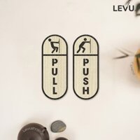 Bảng Gỗ Pull Push khắc laser décor cửa kính LEVU-TP03