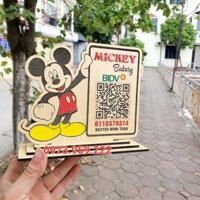 Bảng Gỗ STK Chuột Mickey - Bảng gỗ Thông tin shop để bàn - Thanh toán nhanh - chuyển khoản ngân hàng