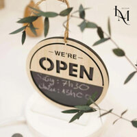 Bảng gỗ treo 2 mặt " Open - Closed " viết phấn giờ đóng mở cửa quán,trang trí cửa hàng, quán cà phê,...