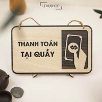 Bảng gỗ treo chỉ dẫn thanh toán tại quầy trang trí quán LEVU-BG33