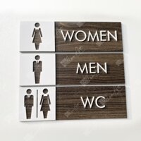 Bảng Gỗ Vintage Decor Toilet - WC Nam Nữ - Chỉ hướng nhà vệ sinh