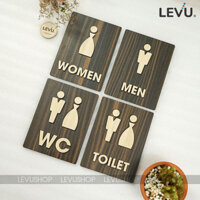 Bảng gỗ WC Men Women LEVU-TL41 cắt dán nổi trang trí có sẵn keo dán tường