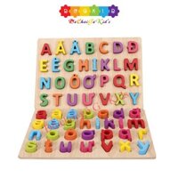 Bảng học chữ cái nổi tiếng Việt in Hoa và in thường cho bé kích thước 22x30cm - đồ chơi gỗ cho bé