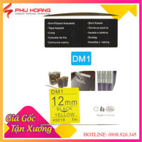 Băng in nhãn Dymo DM-45018 chữ đen nền vàng khổ rộng 12MM dài 7 mét, sử dụng cho máy Dymo LabelManager.