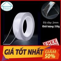 băng keo 2 mặt cường lực siêu dính trên mọi chất liệu nano trong suốt Nhật (5cm x 5m). DOCONU. Tặng dao cắt băng keo 39k