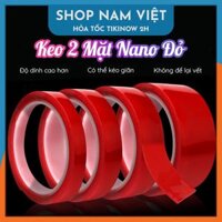 Băng Keo 2 Mặt Dán Phụ Kiện Oto Xe Máy - Keo Nano Đỏ Siêu Dính - Rộng 10mm x 10 mét