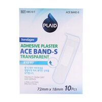 Băng Keo Cá Nhân Plaid (Trong)(Băng keo cá nhân trong suốt ACE BAND-S (TRANSPARENT), 72mm x 18mm, 100 miếng/hộp