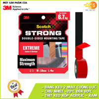 Băng keo cường lực 2 mặt màu xám khổ rộng 19mm Scotch 3M SB-BK414 - Nhiều kích thước, siêu dính, thẩm mỹ, chịu nhiệt cao