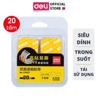 Băng Keo Dán Băng Dính 2 Mặt Nano Trong Suốt Đa Năng Siêu Dính Chống Nước Deli - Nhiều Kích Cỡ - Hộp 20 miếng nhỏ - 33607