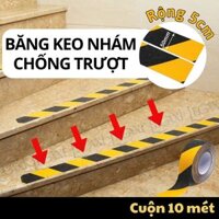 Băng Keo Dính Nhám Cát Dán Bậc Thang Chống Trơn Trượt Dài 5 Mét 10 Mét Tránh Té Ngã Trẻ Em Người Lớn Tuổi Legaxi - Đen vàng - 5 mét
