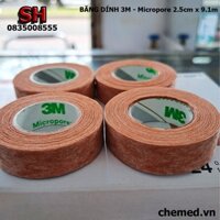 Băng keo giấy y tế màu nâu 3M - Micropore 2.5cmx9.1m dùng trong y tế(12 cuộn/1 hộp)