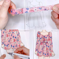 Băng keo hoa thiết kế quần áo vẽ tay sáng tạo tự làm tranh dán tay giải nén màu vẽ sách Quà Tặng cô gái [cxy]